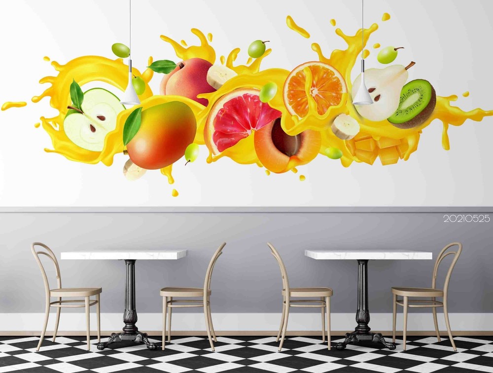 3D Fruit Juice Drinks Illustration Wall Murals Wallpaper Murals Wall Sticker 2
