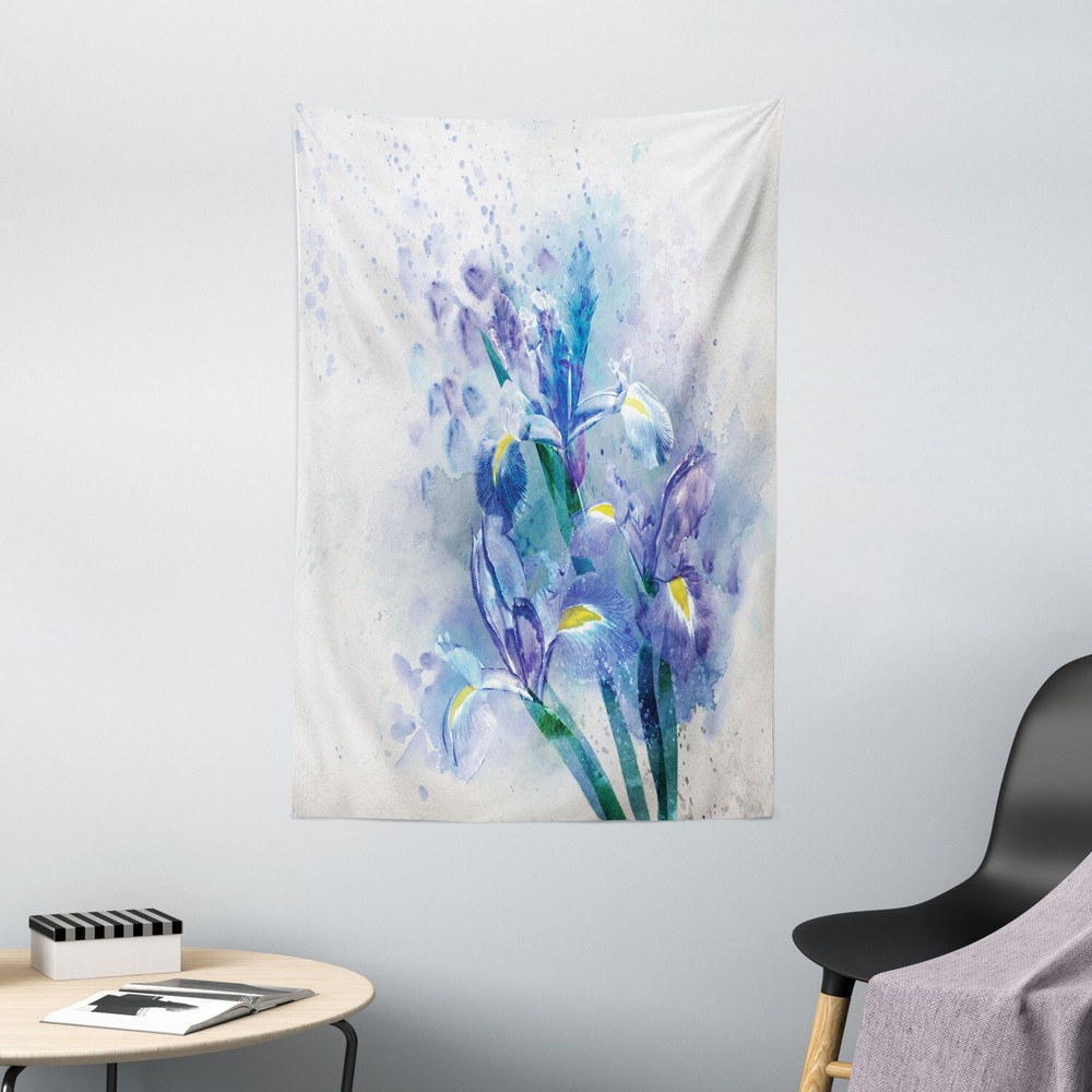 Floral Tapestry Iris Fresh Colors Print Wall Hanging Decor