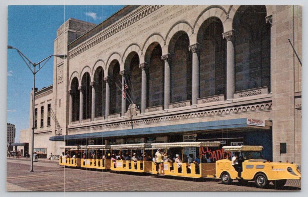 Vintage Atlantic City NJ Convention Hall Boardwalk Tram Ride Postcard 1976