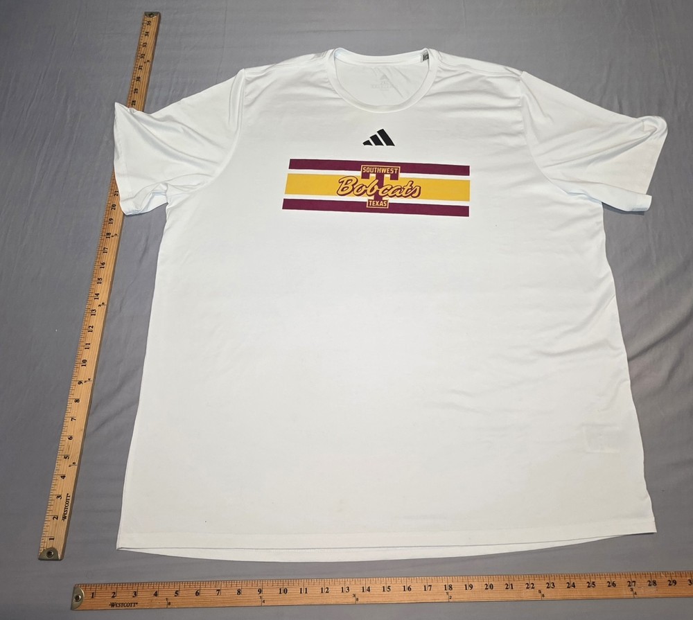 Texas State Bobcats Retro Logo Adidas T-Shirt Short Sleeve White 2XL