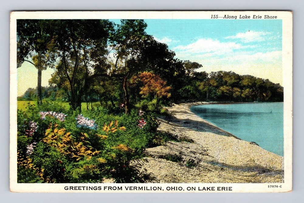 Vermilion OH-Ohio, Scenic Greetings Along Lake Erie Shore Vintage c1940 Postcard
