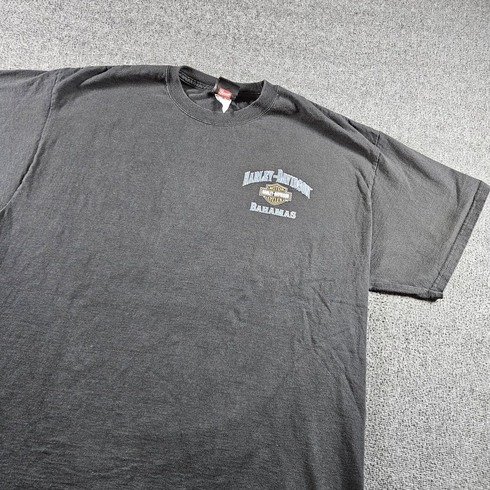 Harley-Davidson Shirt Mens XL Black Bahamas Motorcycle Graphic Tee Double Sided