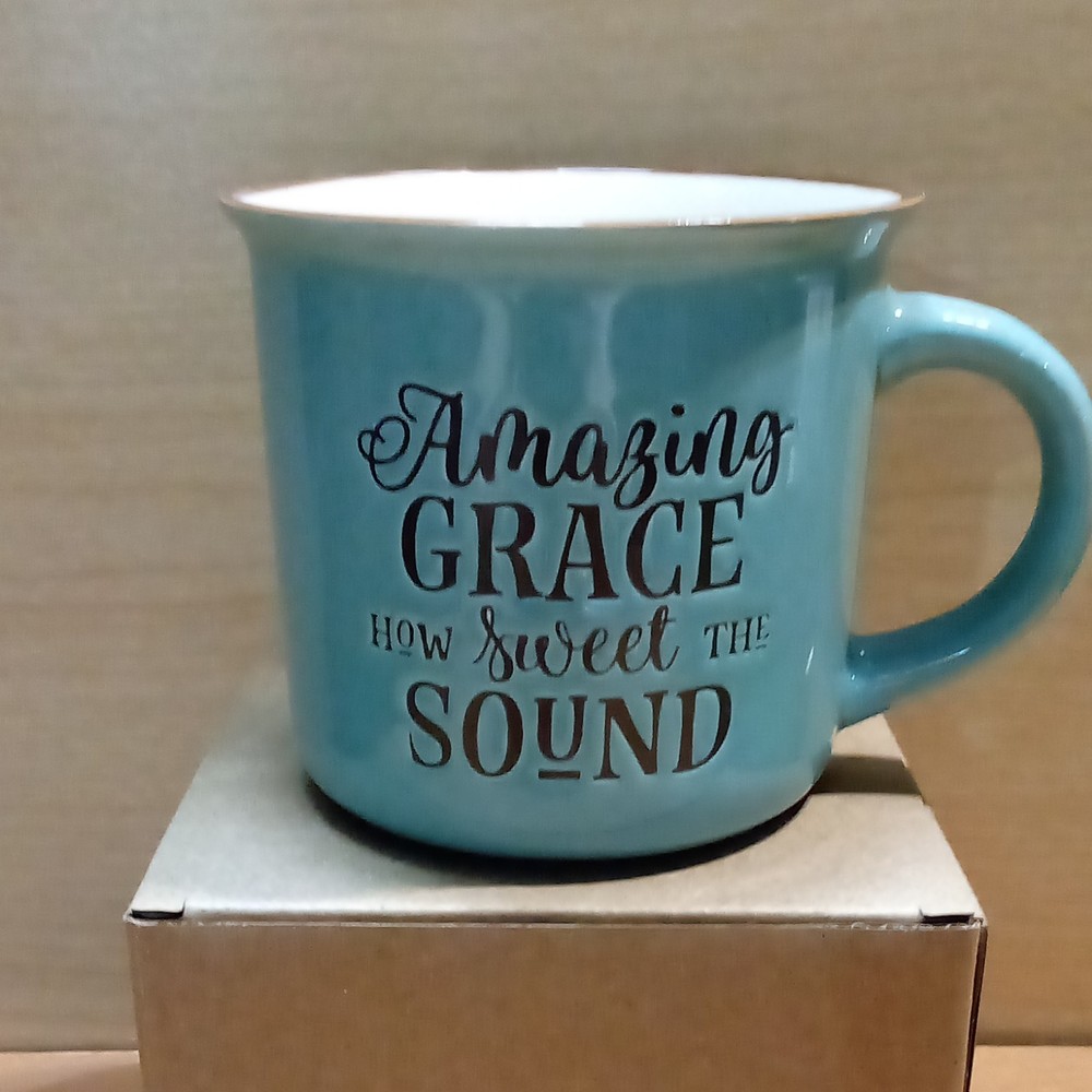 Teal/White Ceramic Coffee Mug 11 fl oz 