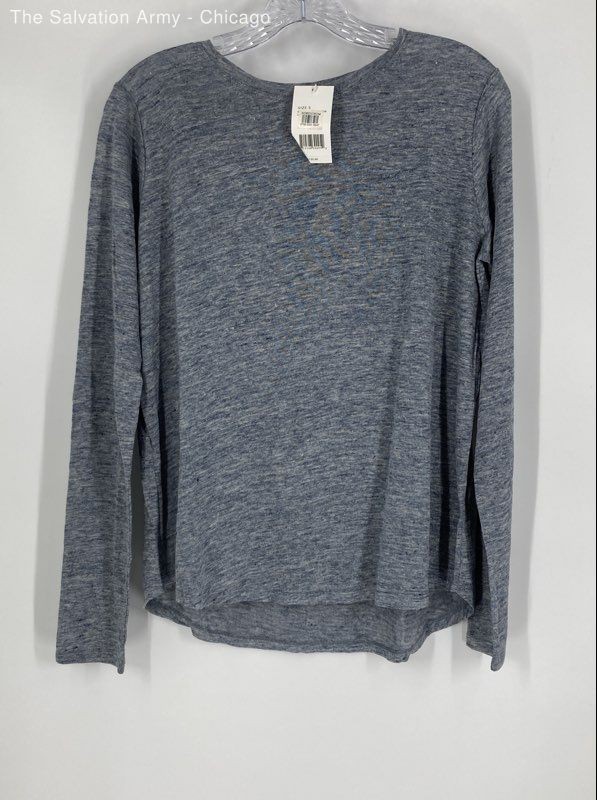 Vince Womens Blue Heather Round Neck Long Sleeve Pullover T-Shirt Size Small