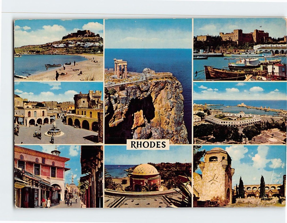 Postcard Multiple View Of Rhodes Island Greece