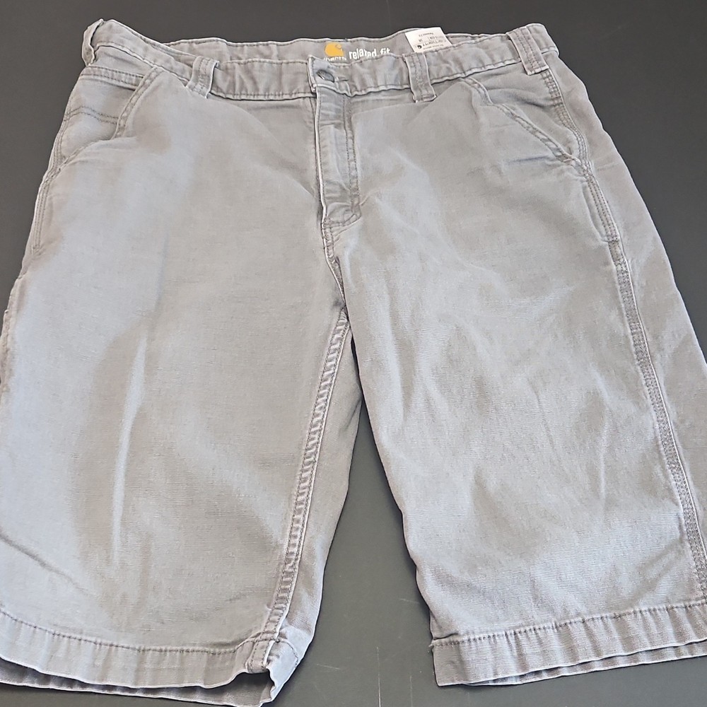 Carhartt Men's Relaxed Fit Gray Chino Shorts Flat Front Pockets Cotton Spandex