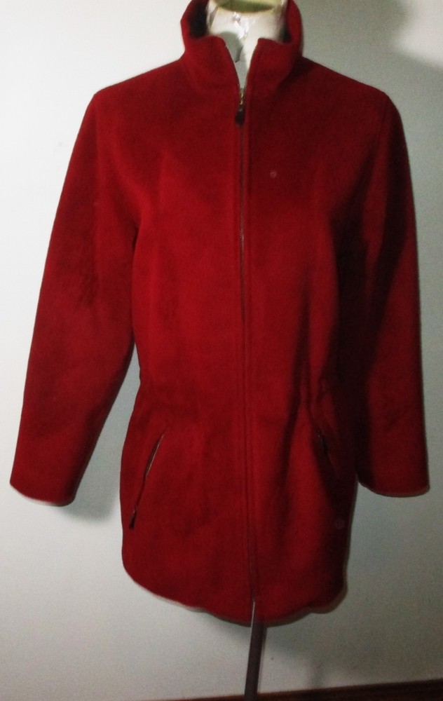 L.L. BEAN Burgundy Wool Blend Full Zip Insulated Jacket Women's Size SM