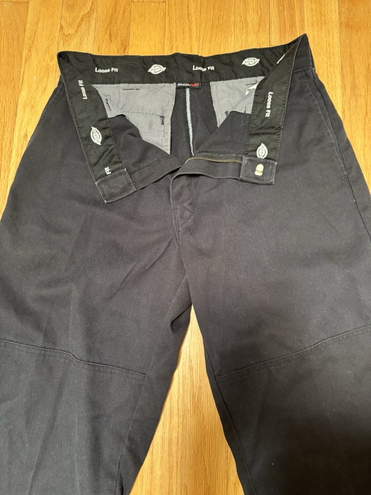 Dickies Black Baggy Cargo Work Pants W34x30 Loose Fit Reinforced Knee Unisex