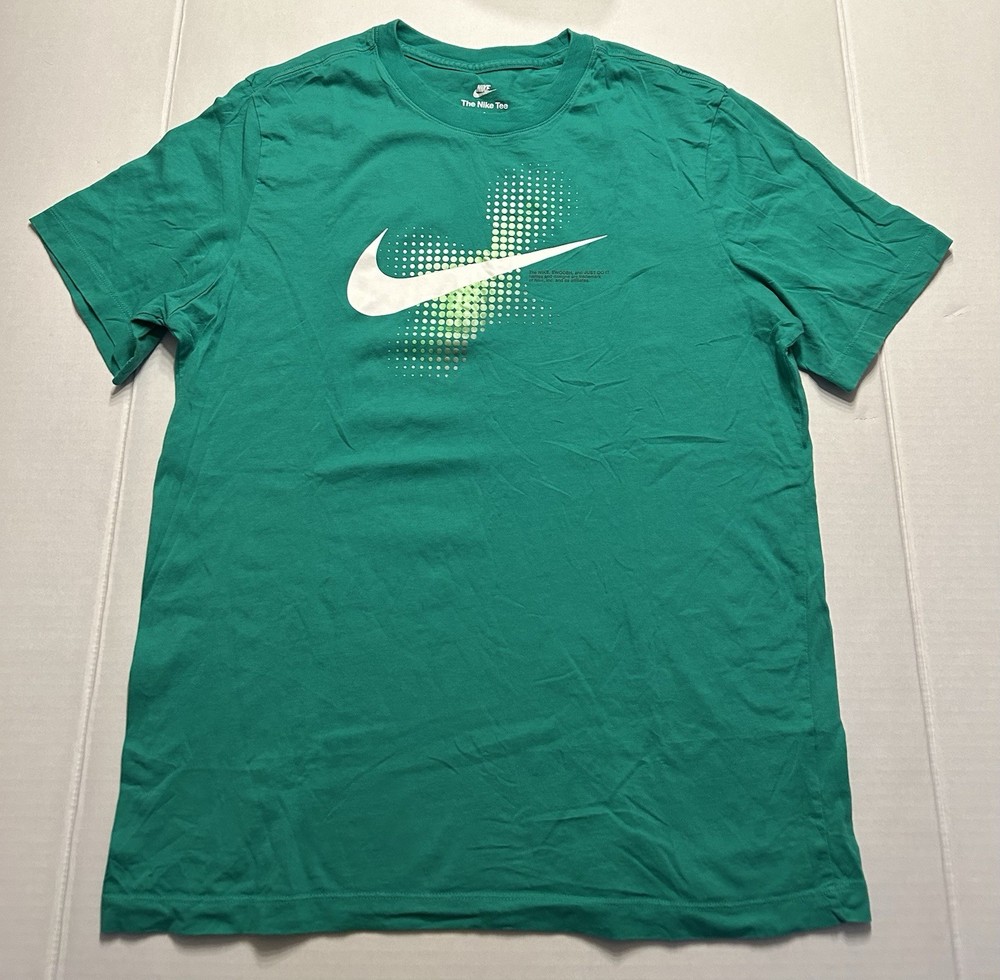 Mens The NIKE Tee Shirt Swoosh Just Do It Green Short Sleeve Size Large