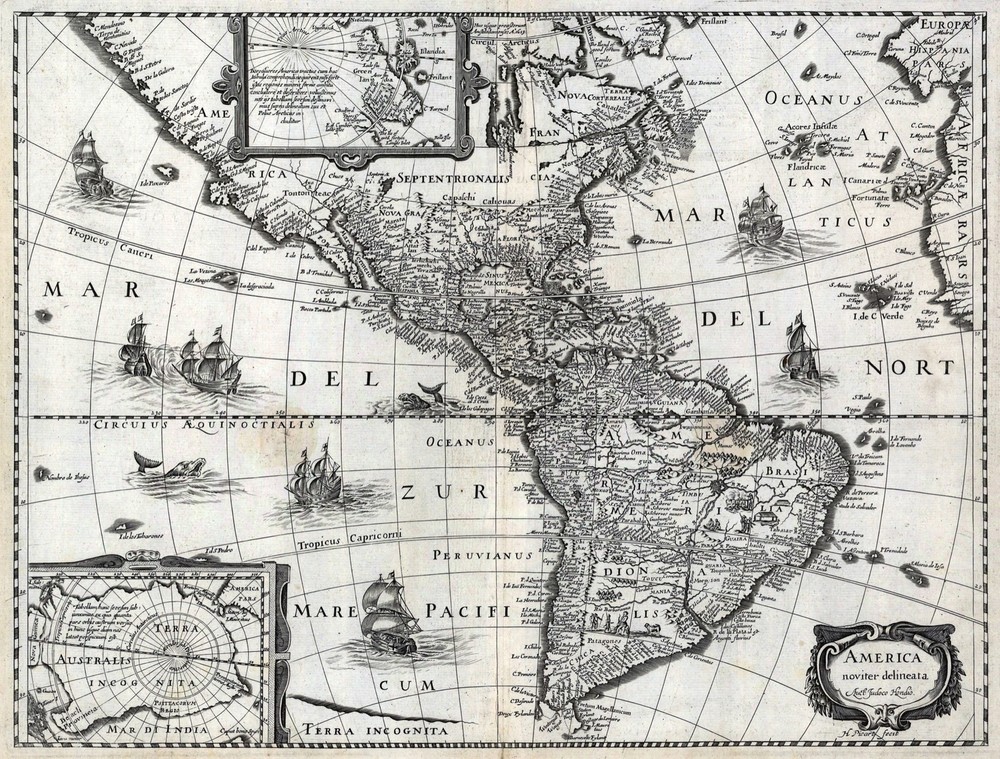 7813.Decoration Poster.Home Room wall interior art design.Early map of Americas