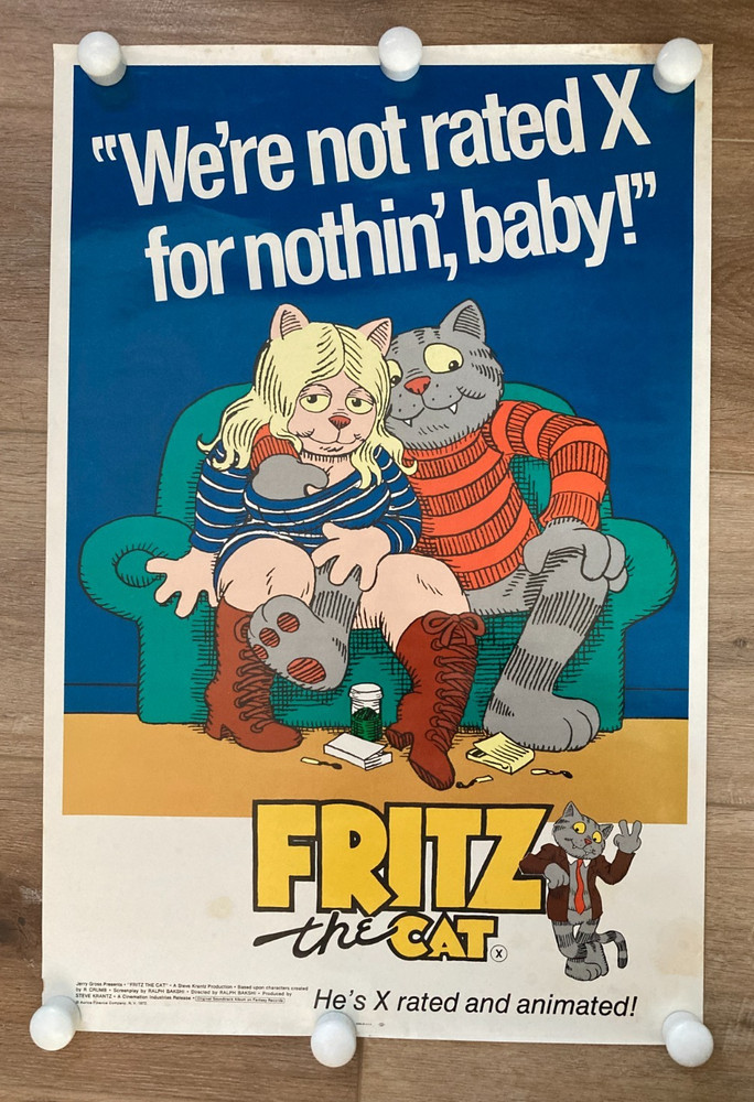 Vintage 1972 Fritz the Cat movie poster R. Crumb Rolled Not Folded 18