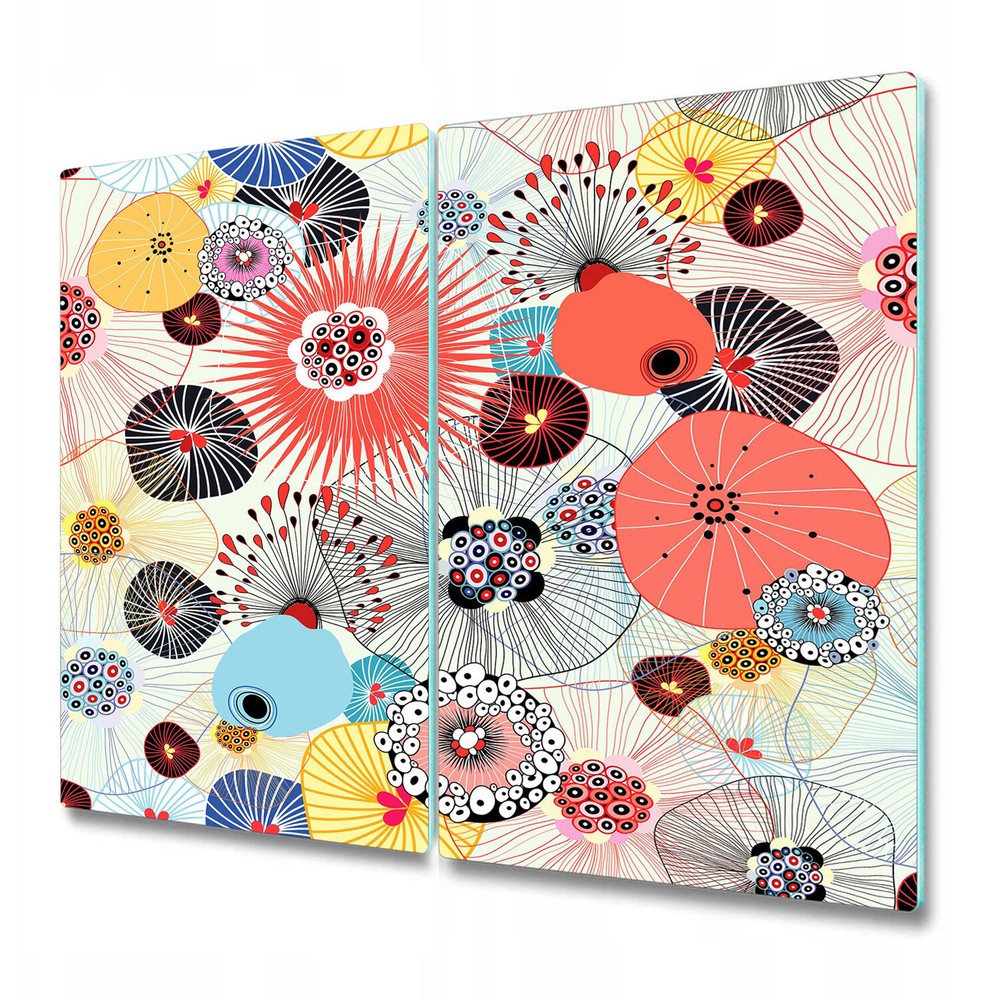 Tempered Glass Kitchen Chopping Board Abstract texture red yellow and blue