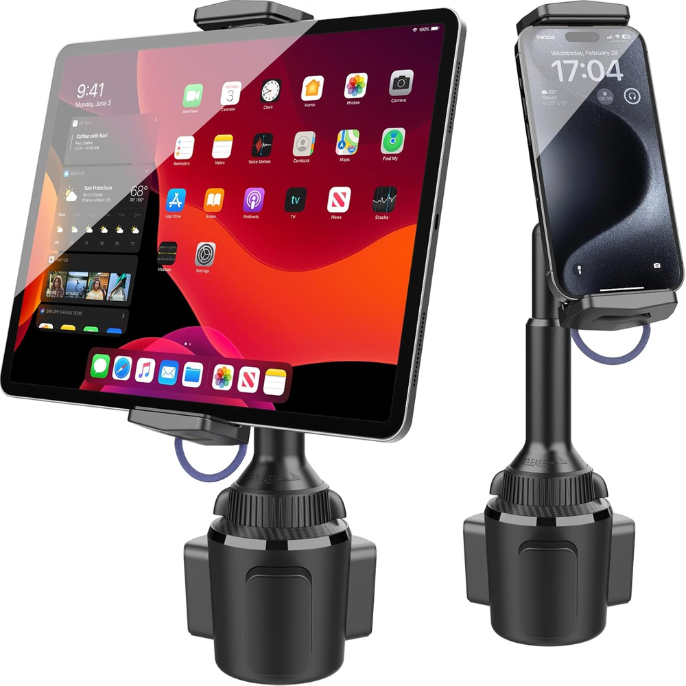 Solid Cup Holder for Tablet and Phone Mount - Adjustable  4.7-13