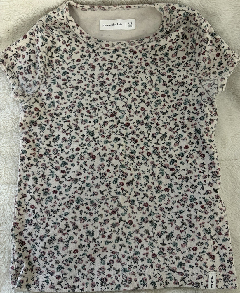 Abercrombie Kids Girls Floral Crew Neck Short Sleeve T-Shirt Multicolor Size 7/8