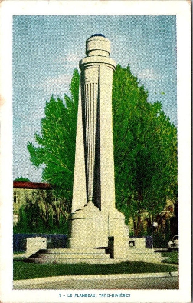 Le Flambeau Monument Trois-Rivières Quebec Canada Postcard 1960s Posted
