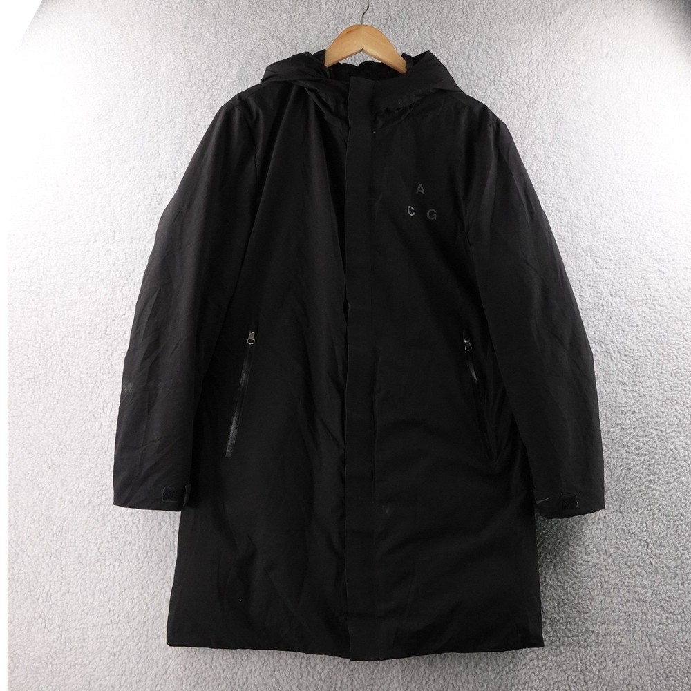Nike ACG LAB Trench Coat Gore Tex Black Men's Size L Waterproof Hooded