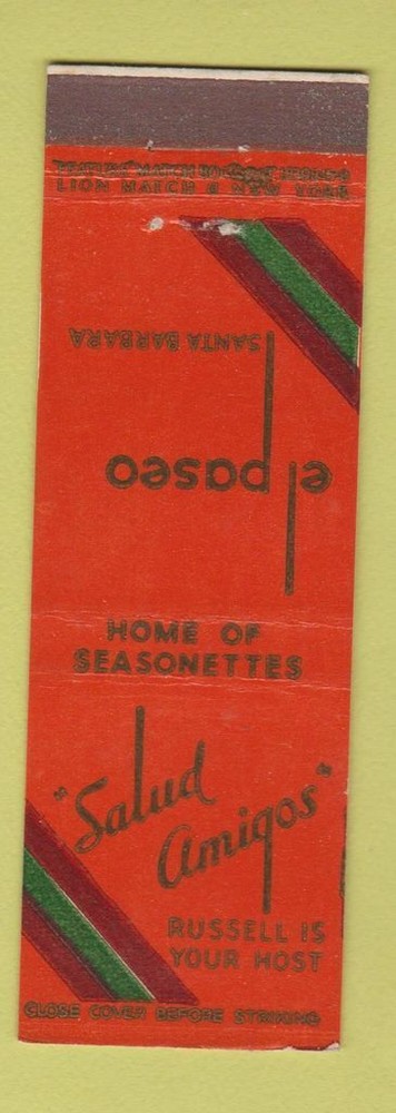 Matchbook Cover - El Paseo Santa Barbara CA feature