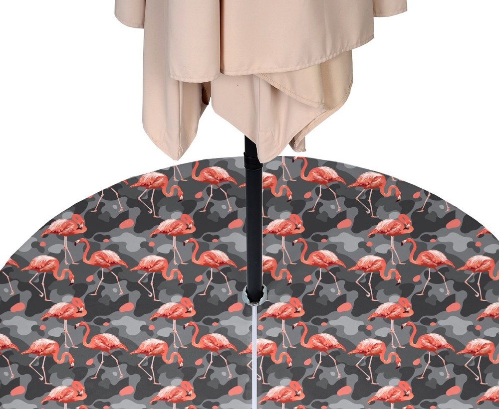 Waterproof Outdoor Tablecloth with Flamingo Print Featuring Zipper & Umbrella Hole-image