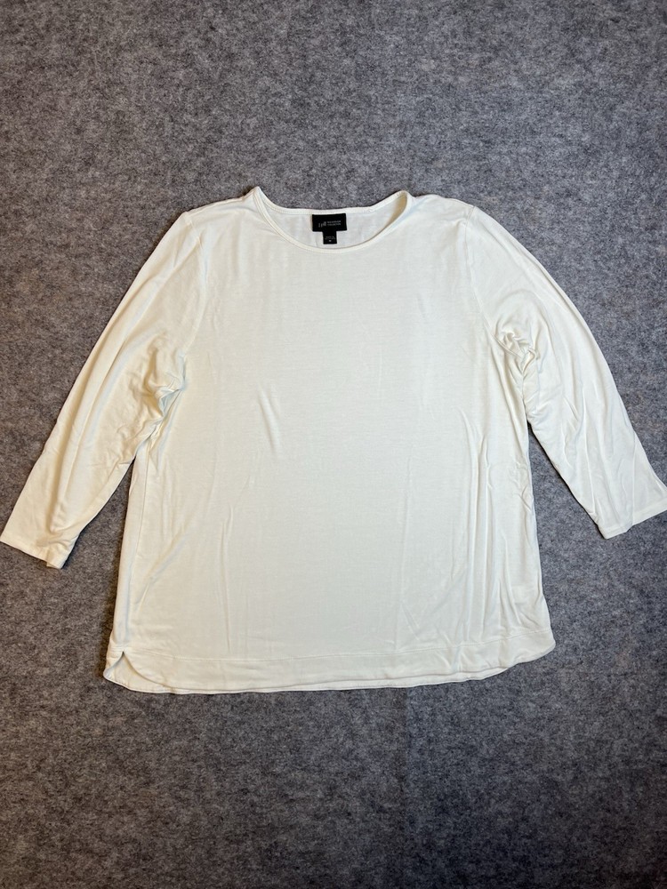 J. JILL Shirt Womens Size Medium White Tunic Top Wearever Collection 3/4 Sleeve