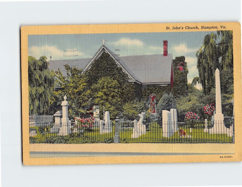 Postcard Old St. John's Church Hampton Virginia USA