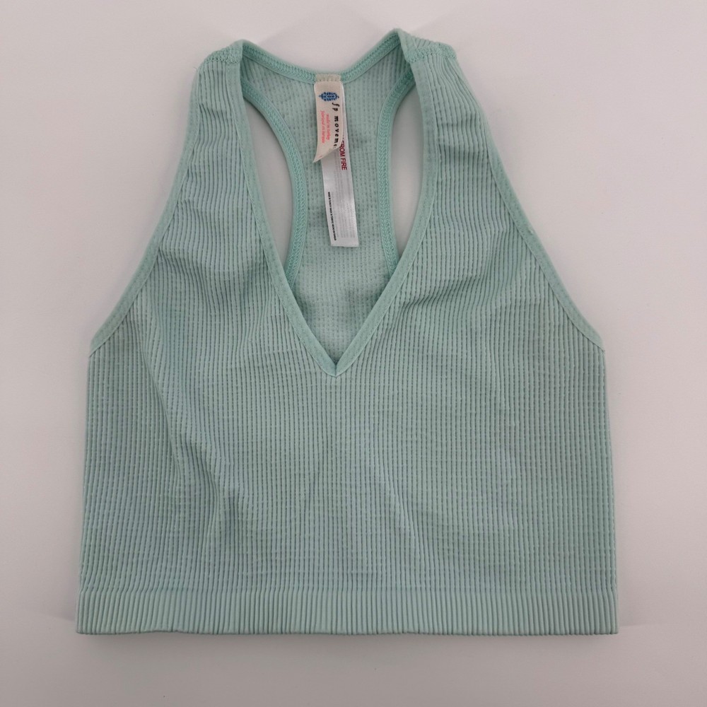 FP Movement Free Throw Crop Tank Size XS Eucalyptus Ribbed Racerback