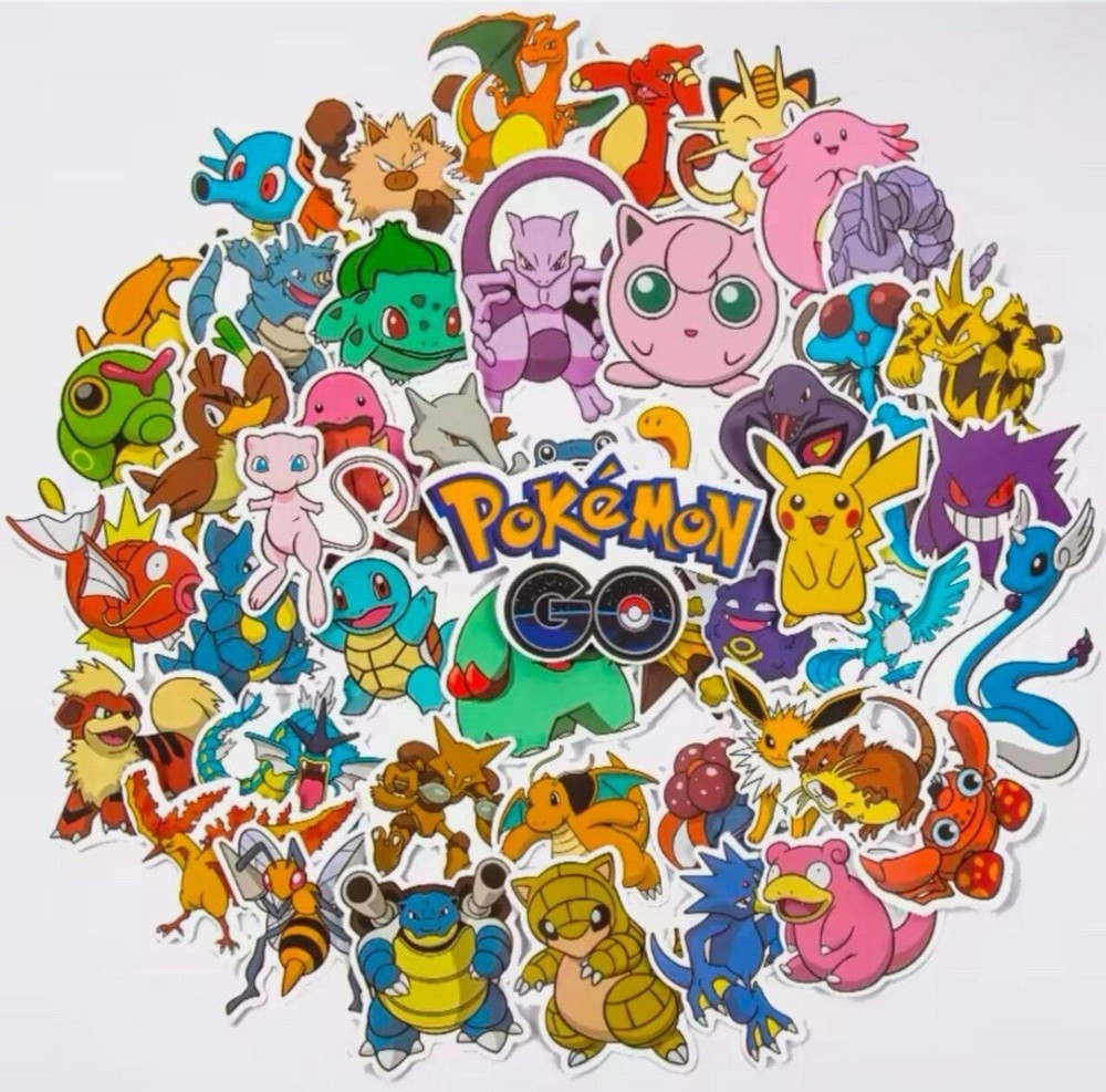 50 PC Pokemon Stickers Generation 1 - Starting Season - Design