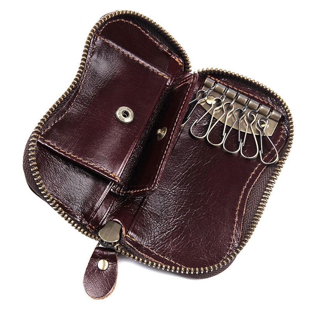 Retro Genuine Leather Wallet Purse Bag Case Holder Key ring Pouch Bag Safe Bag D