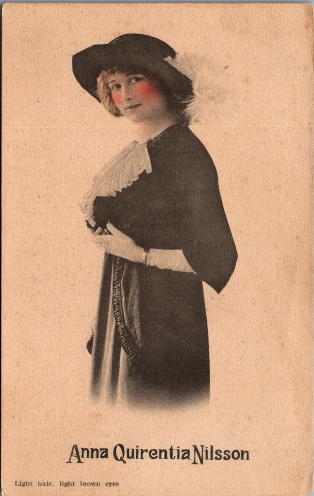 Anna Q. Nilsson Silent Film Star Postcard - Kraus Mfg. Co. Kalem Player