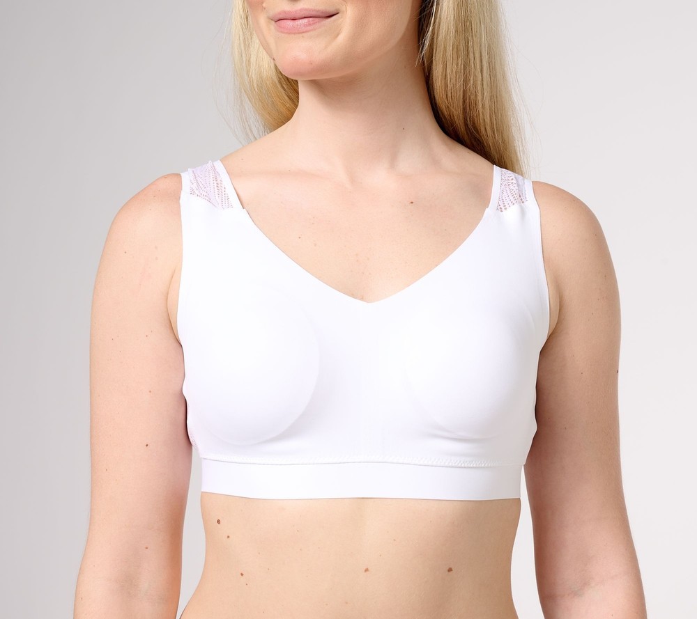 Breezies Womens Lightly Padded Lace Back Bra in Size L White A468932