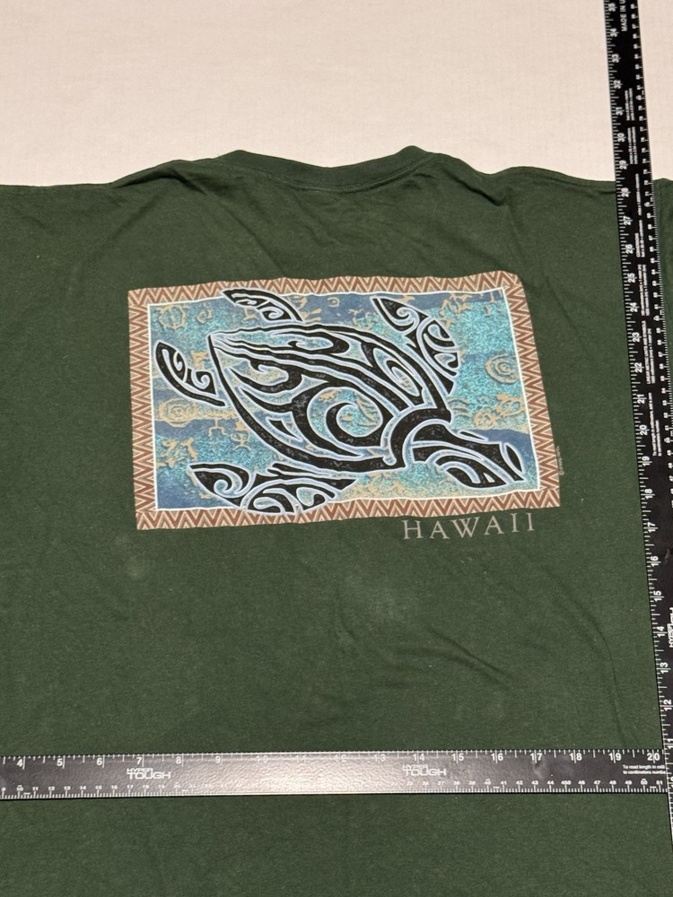 Crazy Shirts Hawaii Turtle Graphic Green Cotton Men's XL Crew Neck T-Shirt