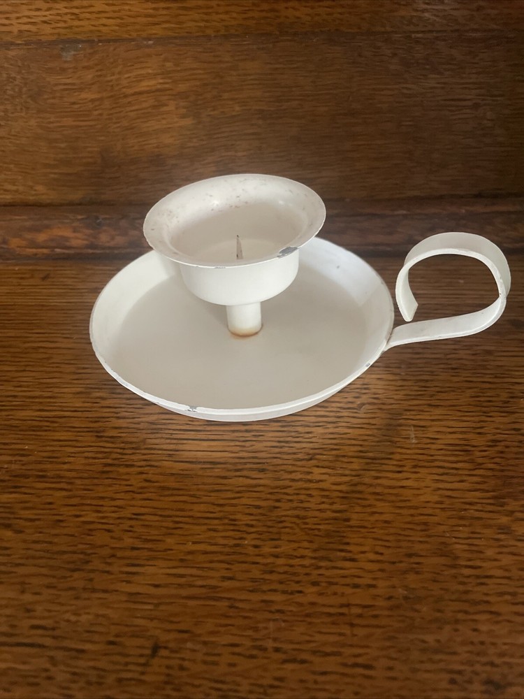 Vintage LENOX Candle Holder White Finger Loop Chamber Drip Candles 1.5” Diameter