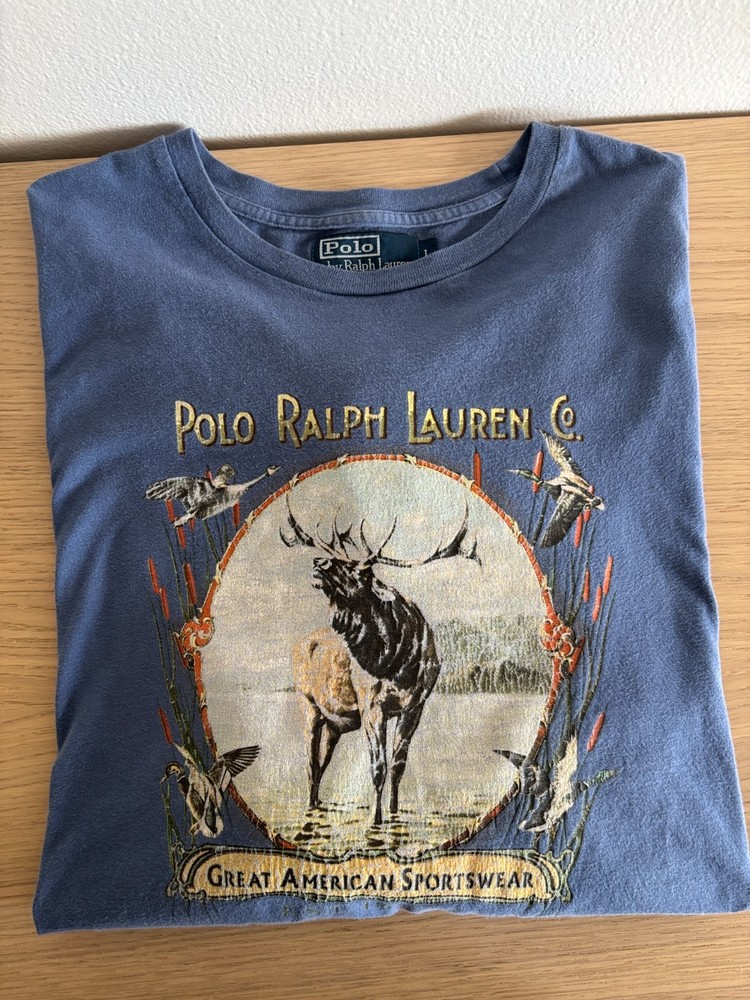 Vintage Polo Ralph Lauren Sportsman Wildlife Elk Hunting Long Sleeve T-shirt L