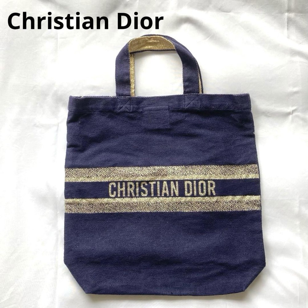 DIOR Navy Gold Canvas Tote Bag 2022 Womens Handbag