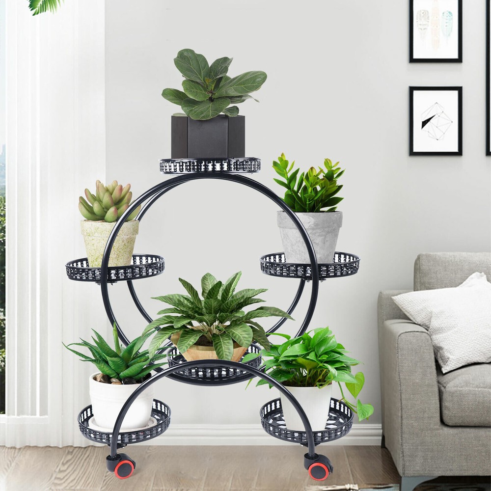 Garden 4 Tier 6 Potted Metal Plant Stand Flower Rack Display Shelf Pot Holder