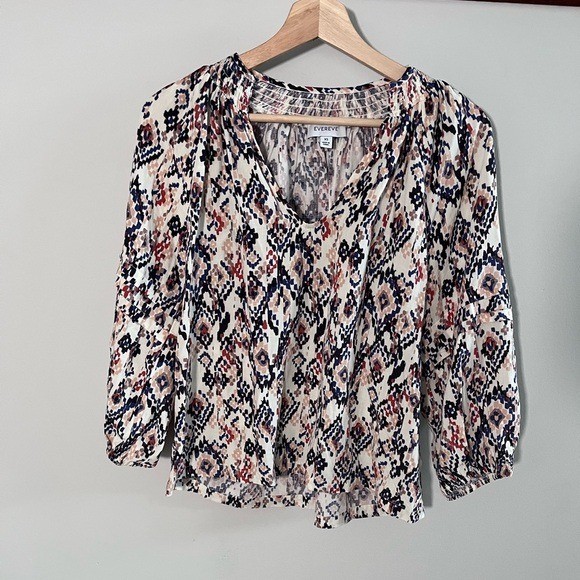 Evereve Multicolor Patterned Blouse Women's Relaxed Fit Chic Vibrant Top