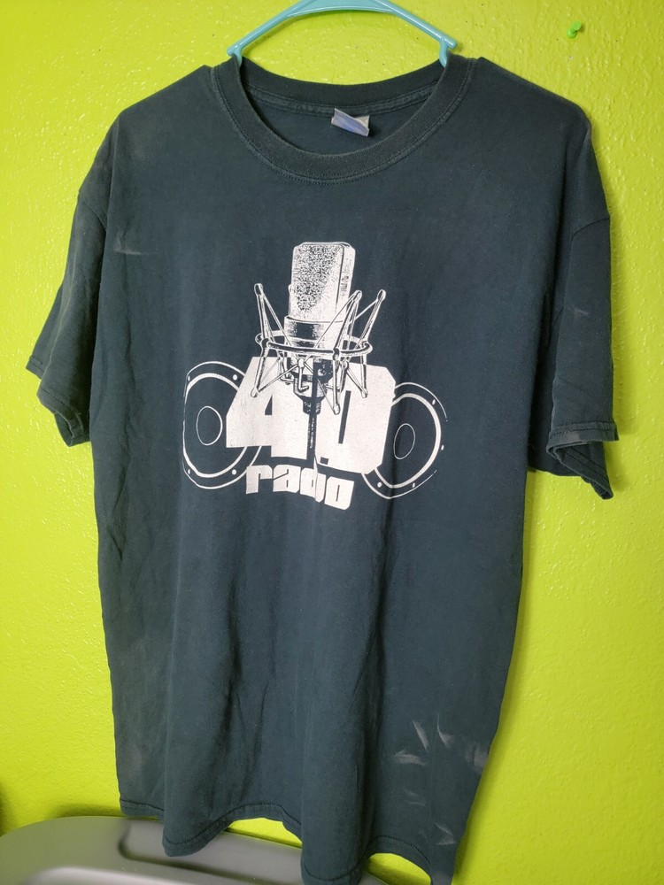 Vintage Y2K Shirt 40 Radio Microphone Black Large 40radio.com Gildan