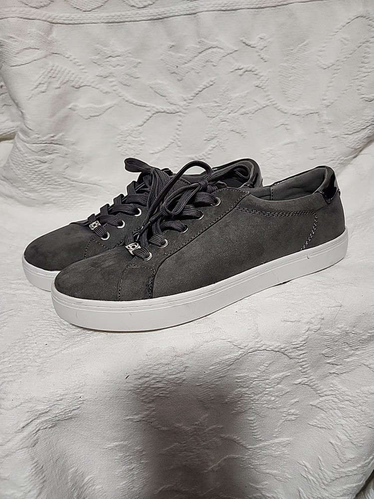 Women's Liz Claiborne Grey Faux Suede Lace Up Sneakers Size 11W NWOB