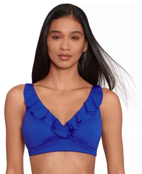 Ralph Lauren women's Beach Club Ruffle Bikini swim Top - size 16 - Blue