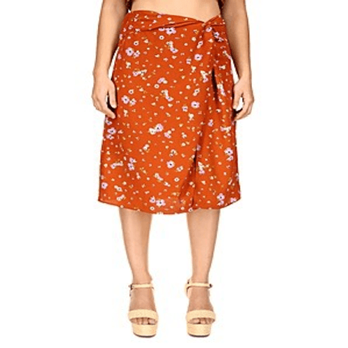 Floral Print A-Line Midi Skirt for Women Size XXS