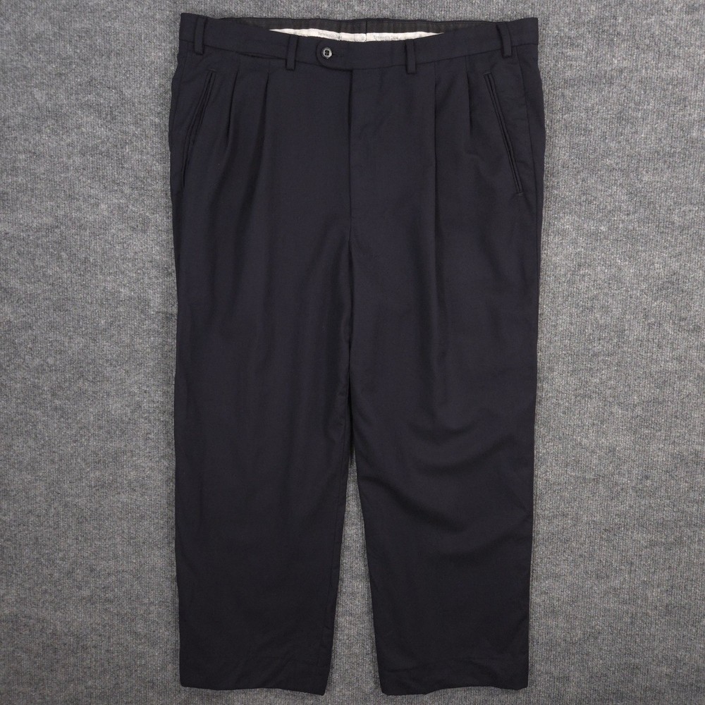 Ermenegildo Zegna Wool Pants Mens 36X25 Navy Fine Worsted Super 100's Pleated
