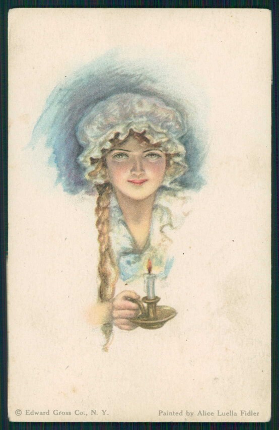 Artist Signed Alice Luella Fidler Glamour Lady serie 43 cartolina XP9957