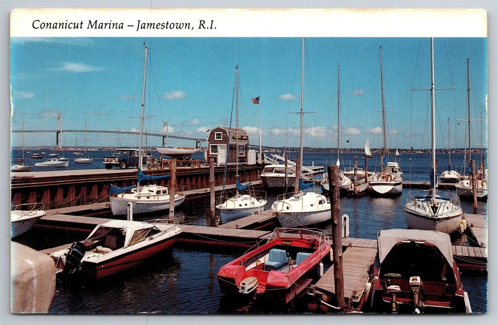 Conanicut Marina East Ferry Wharf Jamestown RI Postcard K28