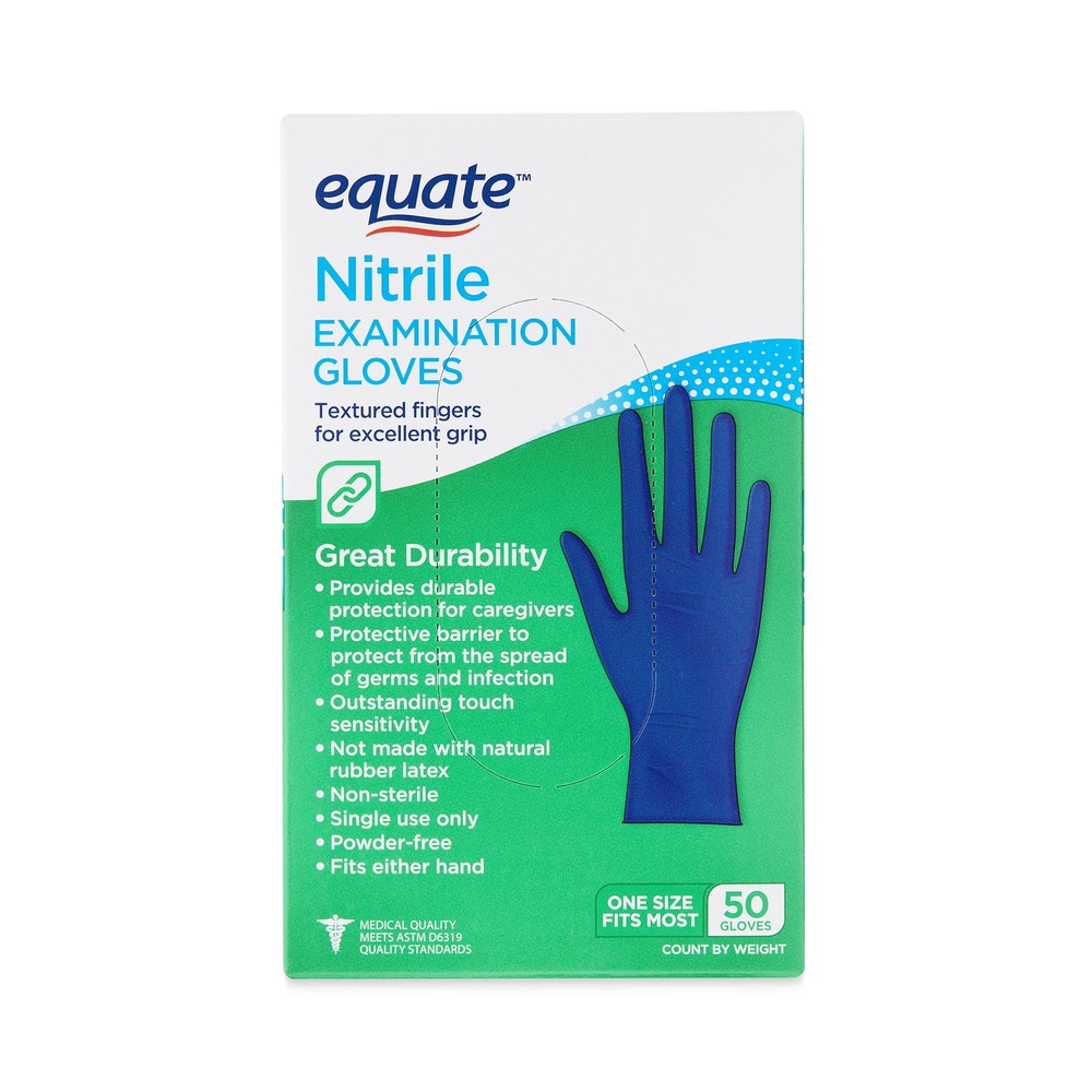 Equate Nitrile Exam Gloves One Size Fits Most 50 Count Home & Garden Cleaning