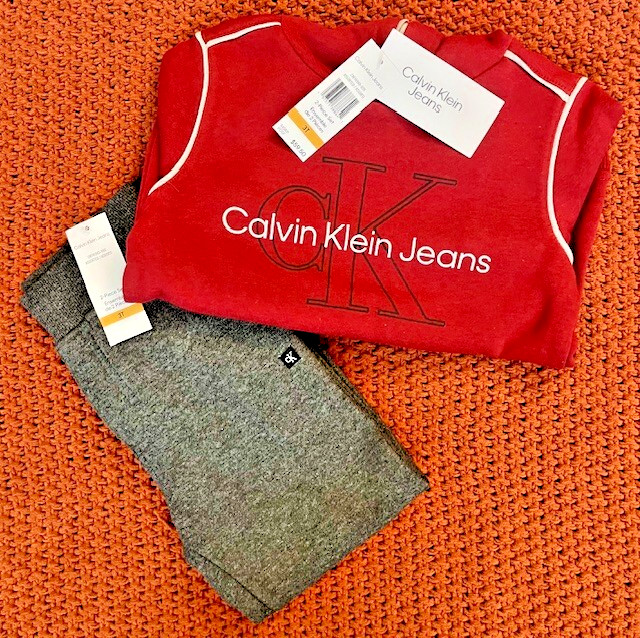 New 3T Calvin Klein Toddler&Little Boys Contrast Trim Fleece Logo Hoodie Jogger