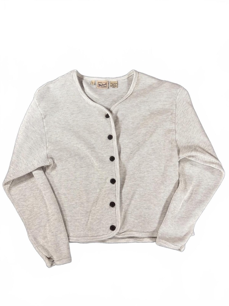Vintage Woolrich Waffle Knit Cardigan Womens Small Cotton Cream Button Front