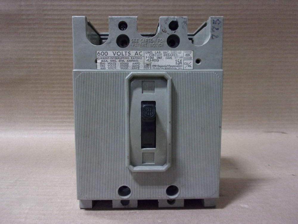 ITE Siemens HE HE3 HE3B015 3 Pole 15 Amp 600V Circuit Breaker AK