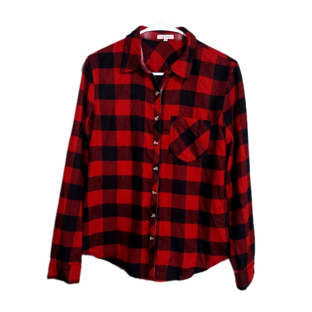 Maurices Flannel Shirt Womens Small Button Up Long Sleeve Red  Condition