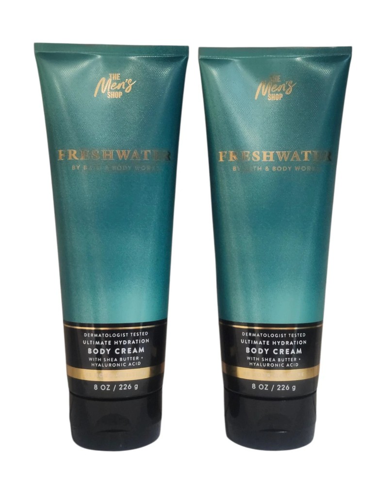 2 NEW Bath & Body Works Mens Freshwater Ultimate Hydration Body Cream 8 oz