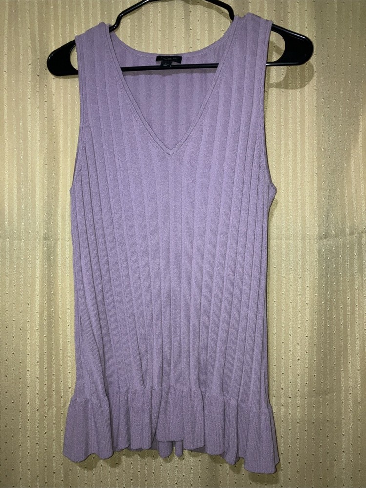 Ann Taylor Factory Light Purple V Neck Sleeveless Pullover Tank Top Size L
