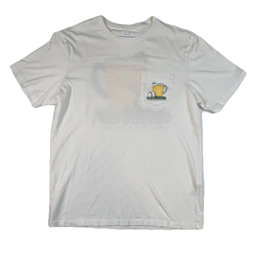 Vineyard Vines Men's Relief Pitcher Baseball Pocket T-Shirt White Small